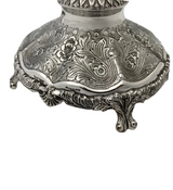 FINE ITALY 925 STERLING SILVER HANDMADE FLORAL SWIRL CHASED ORNATE CANDLESTICKS