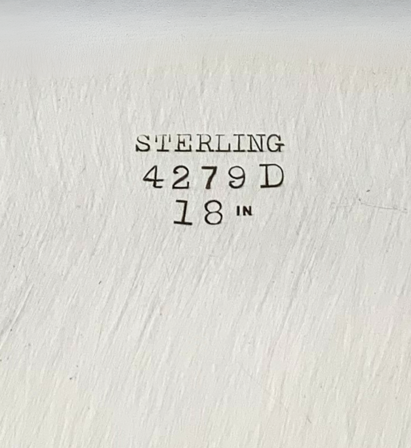 ANTIQUE AMERICAN 925 STERLING SILVER HANDMADE FOLIATE SCROLL OVAL PLATTER TRAY