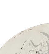 FINE ITALIAN 925 STERLING SILVER HANDMADE LEAF APPLIQUE CHASED SWIRL CUP & TRAY