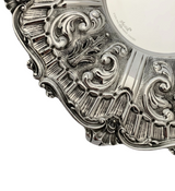 FINE 925 STERLING SILVER HANDMADE LEAF APPLIQUE ORNATE MATTE & SHINY CUP & TRAY