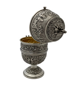 TALL ITALY 925 STERLING SILVER HANDMADE CHASED LEAF ORNATE STANDING ESROG BOX