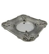 FINE 925 STERLING SILVER HANDMADE LEAF APPLIQUE ROPE ORNATE SQUARE CUP & TRAY