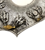 925 STERLING SILVER & GILDED HANDMADE MULTI BIRD LEAF APPLIQUE VIZNIZ CUP & TRAY