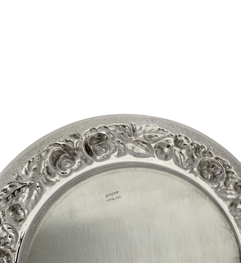ANTIQUE STIEFF & WELSH & BRO 925 STERLING SILVER HANDMADE REPOUSSE CUP & TRAY