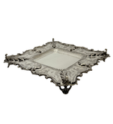 FINE 925 STERLING SILVER HANDMADE LEAF APPLIQUE CHASED ORNATE ELIYAHU CUP & TRAY