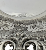 925 STERLING SILVER HANDMADE LEAF APPLIQUE MATTE & SHINY CROWN LIQUOR CUP & TRAY