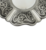 FINE 925 STERLING SILVER HANDMADE CHASED SWIRL ORNATE MATTE & SHINY CUP & TRAY