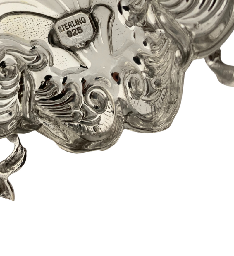 TALL 925 STERLING SILVER HANDMADE CHASED LEAF APPLIQUE ORNATE CHANUKAH MENORAH