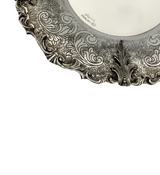 925 STERLING SILVER HANDMADE ORNATE LEAF APPLIQUE MATTE SHINY CUP & TRAY & COVER
