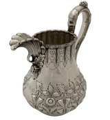 ANTIQUE 1894 TIFFANY & CO 925 STERLING SILVER HANDMADE REPOUSSE FOLIATE PITCHER