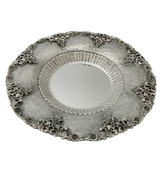 ITALIAN 925 STERLING SILVER HANDMADE ELEGANT MULTI FLOWER MATTE CUP & TRAY