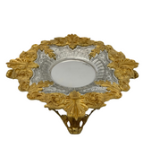 925 STERLING SILVER & GILDED HANDMADE LEAF APPLIQUE ORNATE CUP & TRAY & COVER