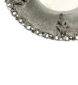 925 STERLING SILVER HANDMADE ORNATE LEAF APPLIQUE MATTE SHINY CUP & TRAY & COVER