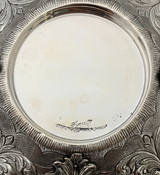 FINE 925 STERLING SILVER HANDMADE CHASED LEAF ORNATE MATTE CUP & TRAY & COVER