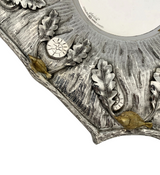 925 STERLING SILVER & GILDED HANDMADE MULTI BIRD & LEAF APPLIQUE TREE CUP & TRAY