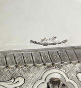FINE 925 STERLING SILVER HANDMADE LEAF APPLIQUE CHASED ORNATE ELIYAHU CUP & TRAY