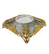 925 STERLING SILVER & GILDED HANDMADE LEAF APPLIQUE ORNATE HONEY DISH & TRAY