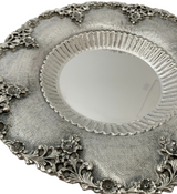 ITALIAN 925 STERLING SILVER HANDMADE ELEGANT MULTI FLOWER MATTE CUP & TRAY