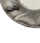 FINE 925 STERLING SILVER HANDMADE LEAF APPLIQUE MATTE & SHINY VIZNIZ CUP & TRAY