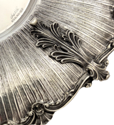 925 STERLING SILVER HANDMADE LEAF APPLIQUE CHASED STRIATED ELIYAHU CUP & TRAY