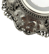 925 STERLING SILVER HANDMADE LEAF APPLIQUE CHASED SWIRL ORNATE HONEY DISH & TRAY