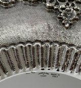 ITALIAN 925 STERLING SILVER HANDMADE ELEGANT MULTI FLOWER MATTE CUP & TRAY