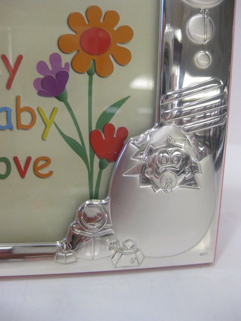 FINE ITALIAN 925 SILVER PINK BABY CHICK EGG CLOCK KIDS PICTURE FRAME