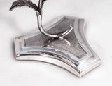FINE 925 STERLING SILVER HANDMADE CHASED LEAF APPLIQUE MATTE & SHINY CUP & TRAY