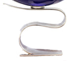 FINE ITALIAN 925 STERLING SILVER AND BLUE CRYSTAL MODERN BOWL WITH STAND