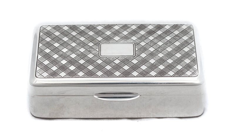 FINE 925 STERLING SILVER HAND CHASED SLEEK CONTEMPORARY STRIPED TABACCO BOX