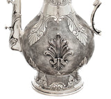 925 STERLING SILVER HANDMADE GLOSSY CHASED DESIGN & LEAF APPLIQUES OIL PITCHER