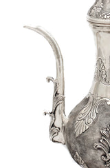 925 STERLING SILVER HANDMADE GLOSSY CHASED DESIGN & LEAF APPLIQUES OIL PITCHER