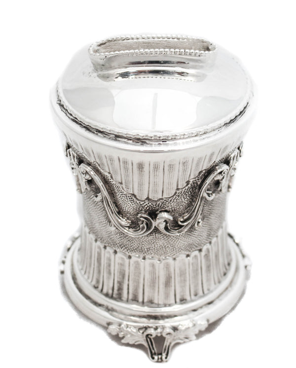 925 STERLING SILVER HANDMADE LEAF APPLIQUE CHASED MATTE & SHINY TZEDAKA BOX