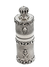 FINE 925 STERLING SILVER HANDCRAFTED CHASED CROWN TOP CIRCULAR MATCH BOX