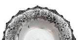 925 ANTIQUE STERLING SILVER HANDMADE CHASED HEAVY FLORAL REPOSSE ROUND DISH