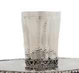 FINE 925 ITALIAN STERLING SILVER HANDMADE MODERN HAMMERED PATTERNED CUP & TRAY