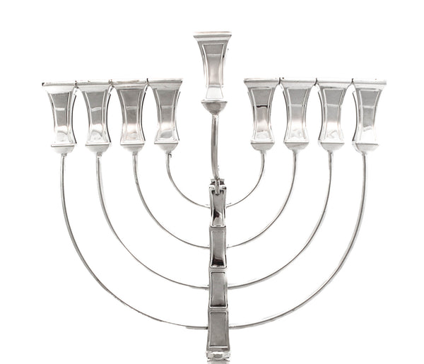 925 STERLING SILVER CHASED PLAIN SIMPLE DESIGN CHANUKAH MENORAH