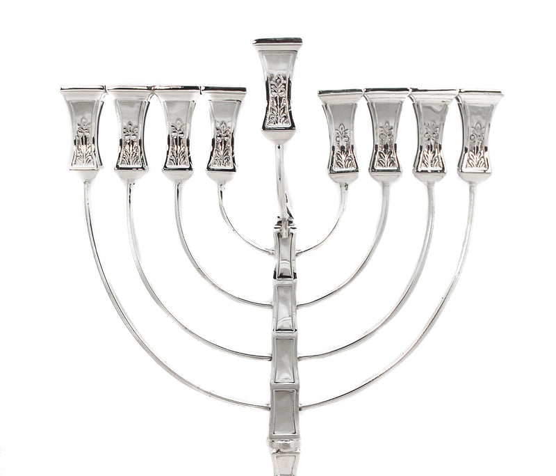 925 STERLING SILVER CHASED LEAF DESIGN CHANUKAH MENORAH