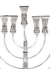 925 STERLING SILVER CHASED LEAF DESIGN CHANUKAH MENORAH