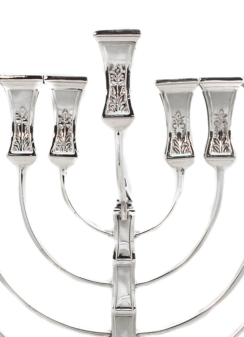 925 STERLING SILVER CHASED LEAF DESIGN CHANUKAH MENORAH