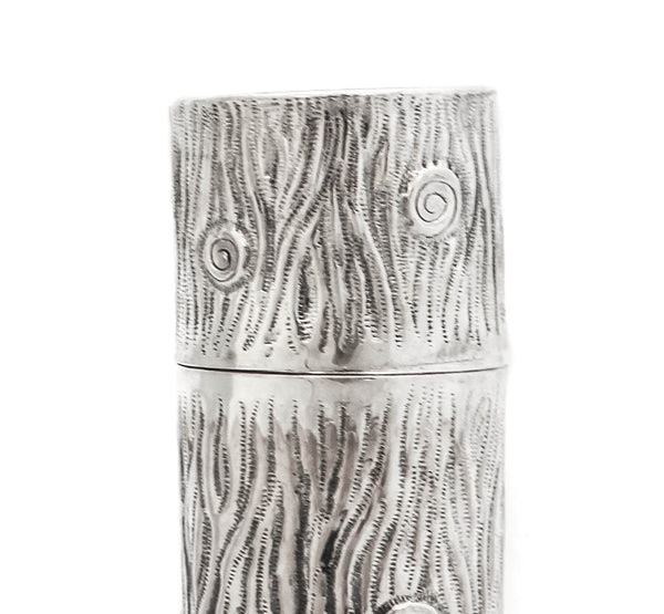 925 STERLING SILVER HANDMADE MODERN WOOD DESIGN MATTE & SHINY MEGILLAH HOLDER