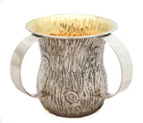 FINE 925 STERLING SILVER HANDMADE CHASED WOOD STYLE WASH CUP