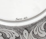 FINE 925 STERLING SILVER HANDMADE CHASED SWIRL MATTE CUP & TRAY