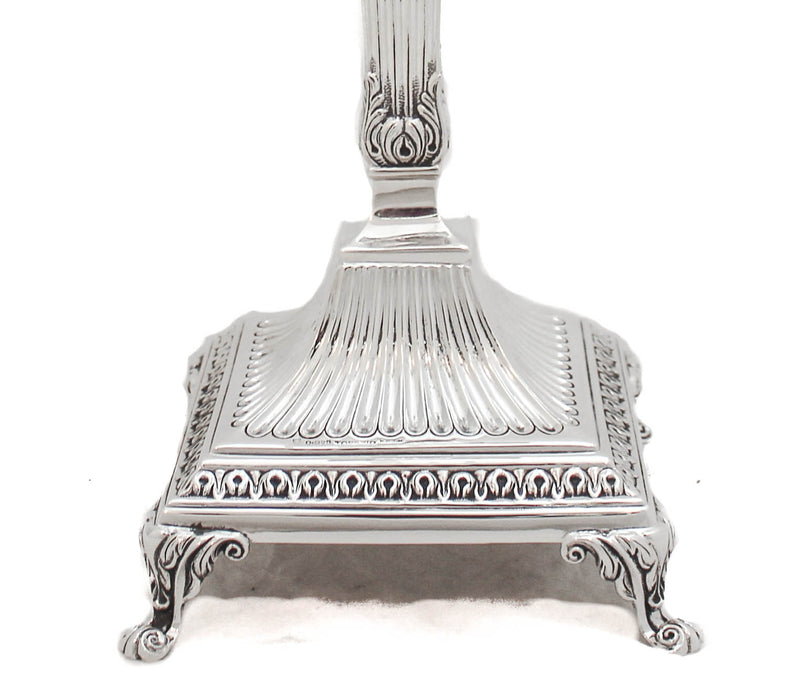 FINE TOPAZIO 925 STERLING SILVER FLUTED COLUMN DESIGN SQUARE CANDLESTICKS