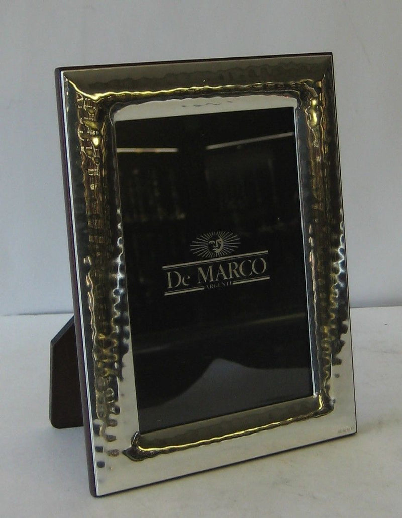 FINE ITALIAN SILVER LAMINATE MODERN HAMMERED 5 X 3.50 PICTURE FRAME