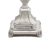 FINE 925 STERLING SILVER HANDMADE CHASED MODERN DIAMOND CUT SQUARE CANDLESTICKS