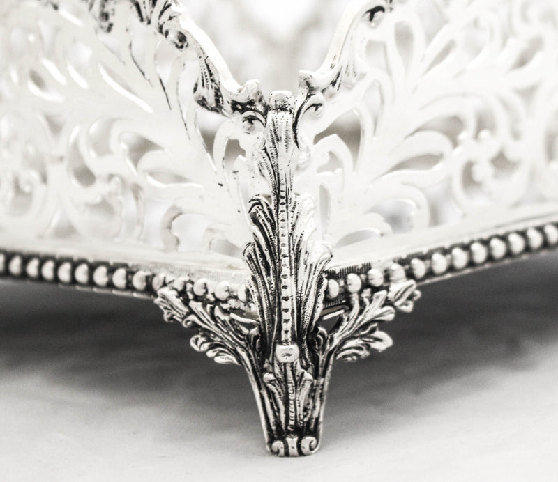 FINE 925 STERLING SILVER HANDMADE CUT OUT LEAF ORNATE SQUARE FLAT NAPKIN HOLDER