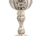 FINE 925 STERLING SILVER CHASED FLUTED & LEAF APPLIQUES ELIYAHU PASSOVER CUP