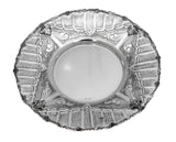 925 STERLING SILVER HANDMADE CHASED FLUTED LEAF APPLIQUES ROUND PLATE TRAY