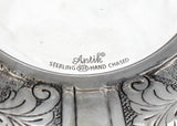 FINE 925 STERLING SILVER HANDMADE LEAF SWIRL CHASED ORNATE CUP & TRAY